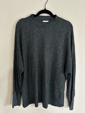 Mock Neck Grey Ribbed Sweater
